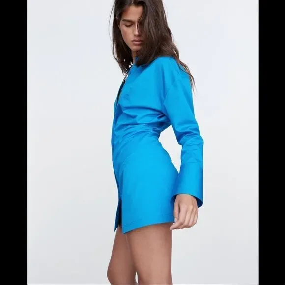 Zara blue cotton shirtdress - Picture 10 of 10